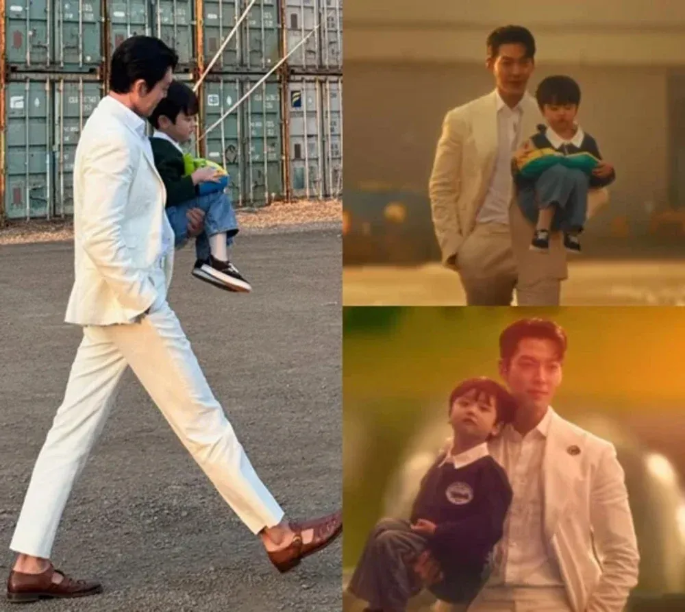 Kim Woo Bin näitab reklaamivõtete ajal magusat 